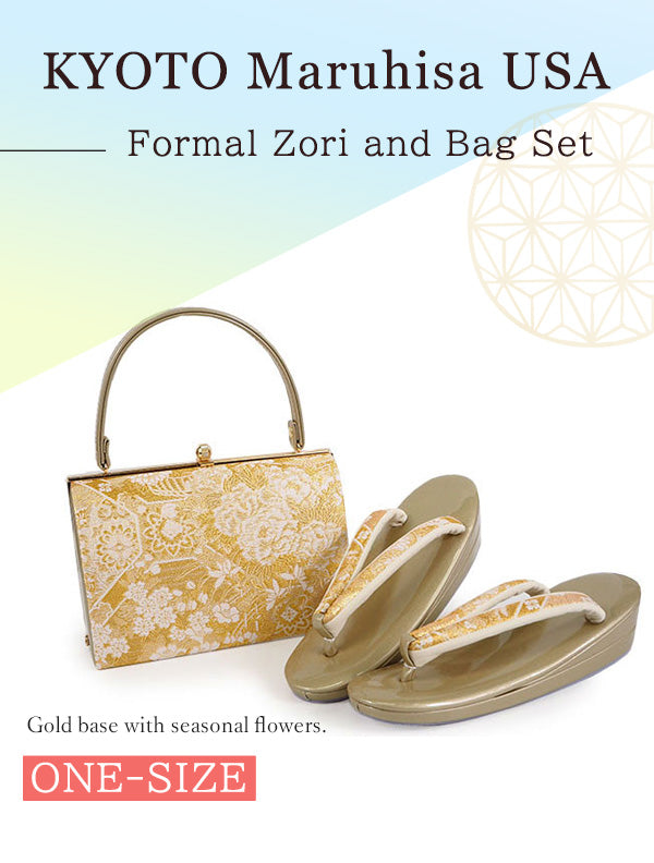 Formal Zori Sandals and Bag Set for TEA ceremony【Gold base with