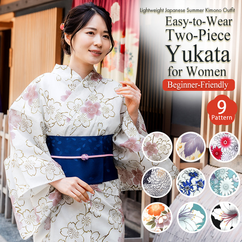 Easy-to-Wear Two-Piece Yukata for Women – Lightweight Japanese