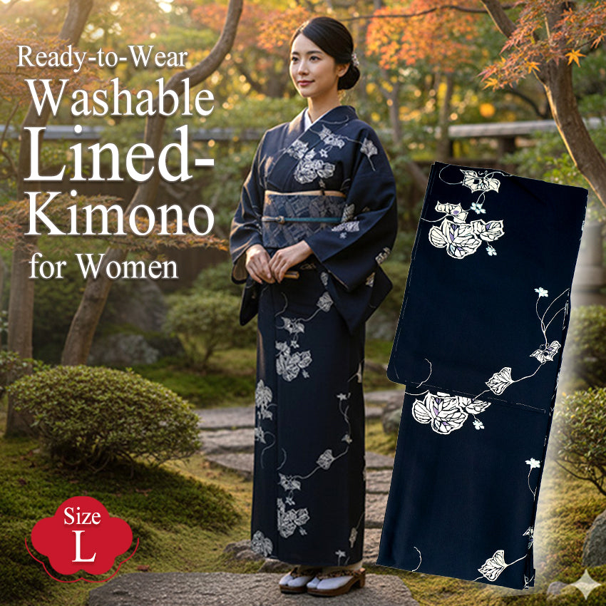 Ready-to-Wear Washable Komon Kimono for Women, Fully Lined Ready-to-Wear Washable Komon Kimono for Women, Fully Lined