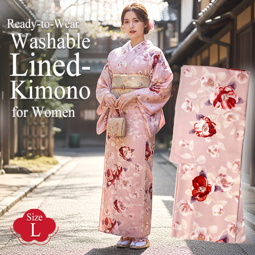 Ready-to-Wear Washable Komon Kimono for Women, Fully Lined