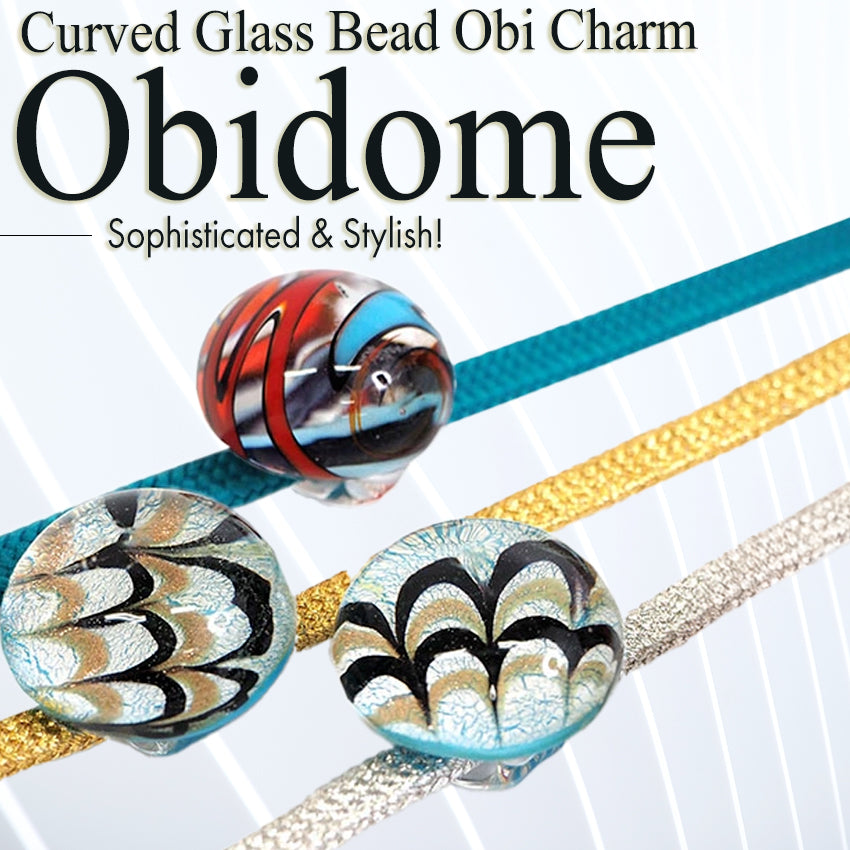 Obidome(Obi Charm), Curved Glass Bead Obi Charm – Sophisticated