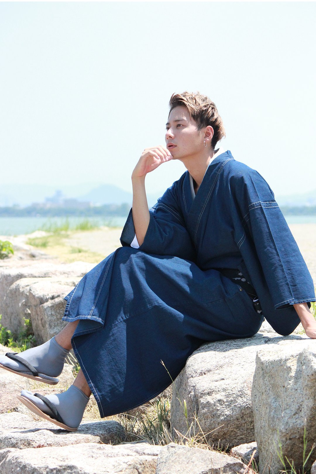 japanese traditional kimono dress blue Traditional Blue Crane Kimono