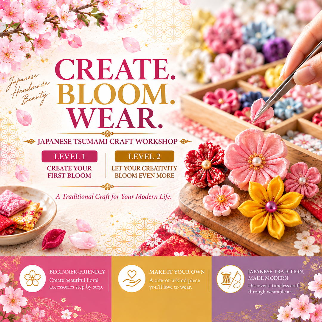 Wearable Art in LA: Master Japanese Tsumami Crafting from Level 1 Basics to Level 2 Blossoms ✨ Join Us This October! ✨