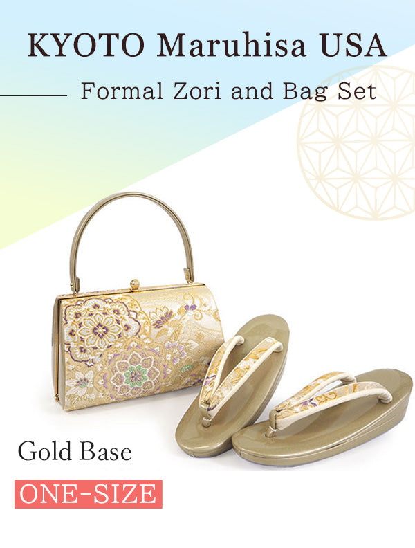 Formal Zori Sandals and Bag Set for TEA ceremony【Gold Base / ONE-SIZE】