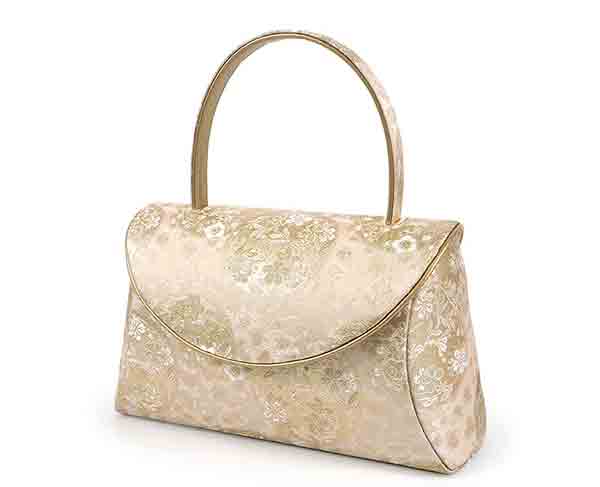 Formal Zori Sandals and Bag Set for TEA ceremony【Light beige with a gold floral circle pattern / ONE-SIZE】