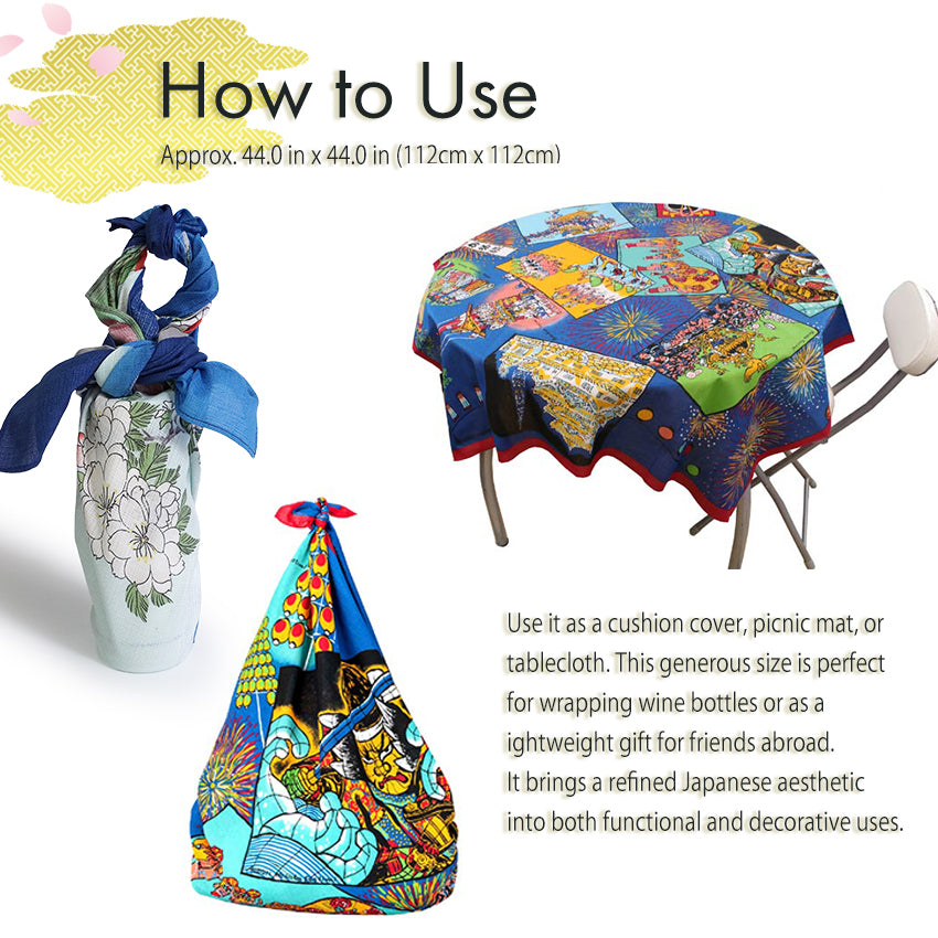 Furoshiki –japanese traditional wrapping cloth, 44.0 inch, cotton, festivals design