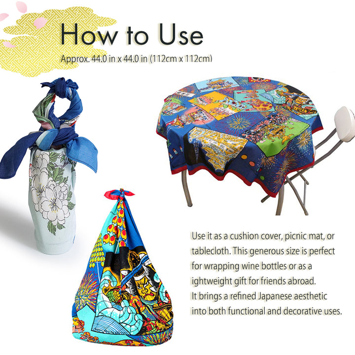 Furoshiki –japanese traditional wrapping cloth, 44.0 inch, cotton, festivals design