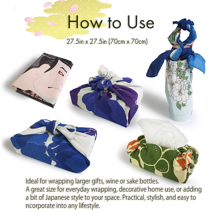 Furoshiki –japanese traditional wrapping cloth, 27.5inch, polyester , Iris Pattern