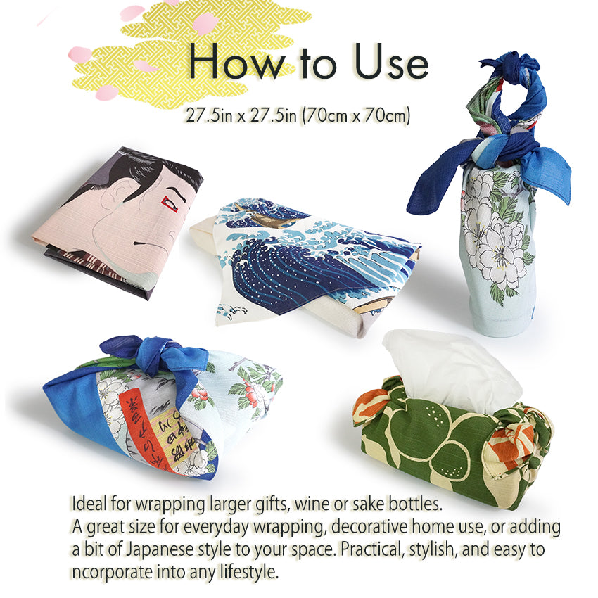 Furoshiki –japanese traditional wrapping cloth, 27.5inch, cotton , features Hiroshige’s iconic ukiyo-e