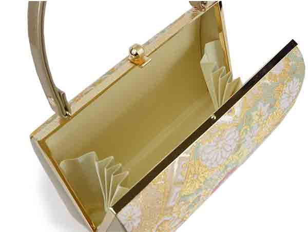 Formal Zori Sandals and Bag Set for TEA ceremony【Gold base with flower patterns / ONE-SIZE】