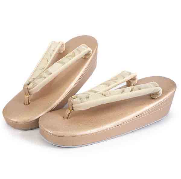 Formal Zori Sandals and Bag Set for TEA ceremony【Gold base with Arabesque pattern / M 】