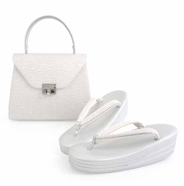 Formal Zori Sandals and Bag Set for TEA ceremony【Beige and Gold / White and Silver】