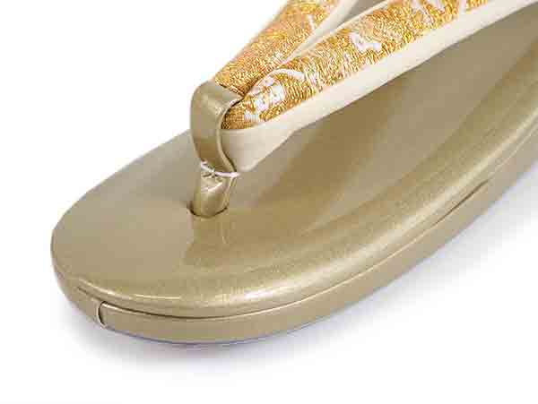 Formal Zori Sandals and Bag Set for TEA ceremony【Gold base with seasonal flowers / ONE-SIZE】