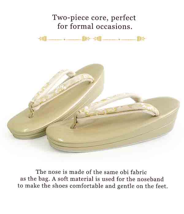 Formal Zori Sandals and Bag Set for TEA ceremony【Beige and Gold / White and Silver】