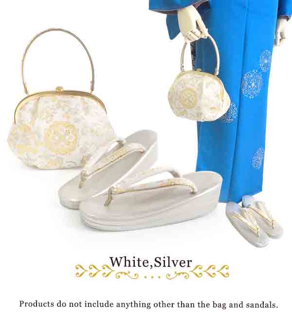 Formal Zori Sandals and Bag Set for TEA ceremony【Beige and Gold / White and Silver】