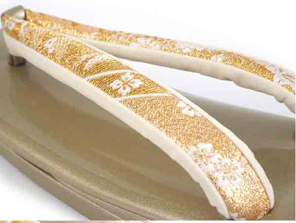 Formal Zori Sandals and Bag Set for TEA ceremony【Gold base with seasonal flowers / ONE-SIZE】