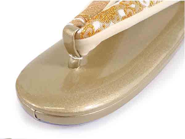 Formal Zori Sandals and Bag Set for TEA ceremony【Gold base with floral crest and hanabishi patterns / rectangle / ONE-SIZE】