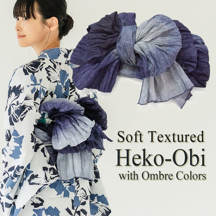 Soft Heko Obi - Lightweight Japanese Kimono Belt for Yukata or Casual Wear Navy