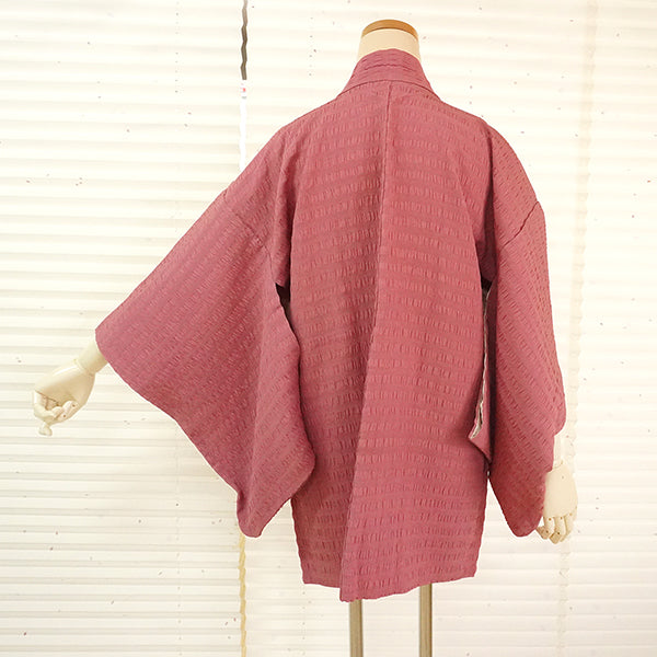 Vintage Haori Kimono Jacket Silk, Dark Pink base, Stripes