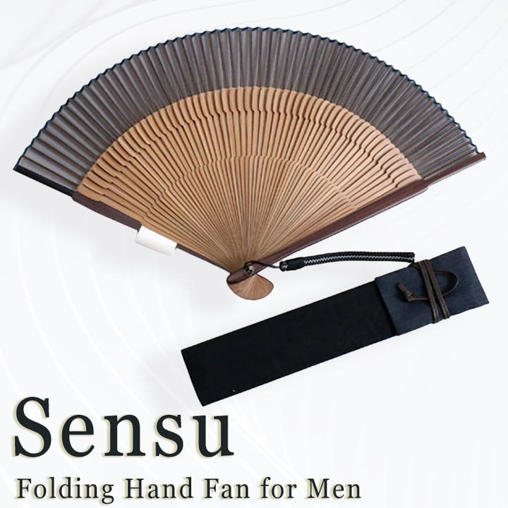 Folding Hand Fan for Men,Surface Silk ,Bamboo Frame, Navy blue base