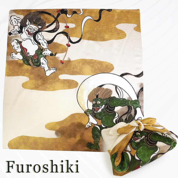 Furoshiki –japanese traditional wrapping cloth, 26.7inch, Layon, iconic Wind and Thunder Gods by Tawaraya Sotatsu