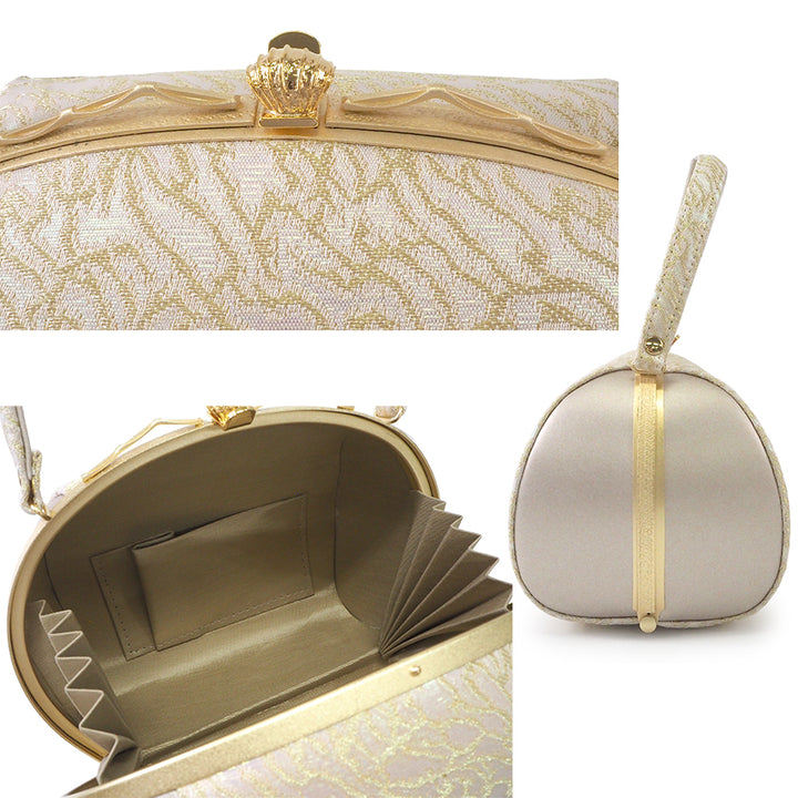 A SET of Robe De'collete'e formal ZORI（sandals）for traditional attire and a bag for TEA ceremony【GOLD】