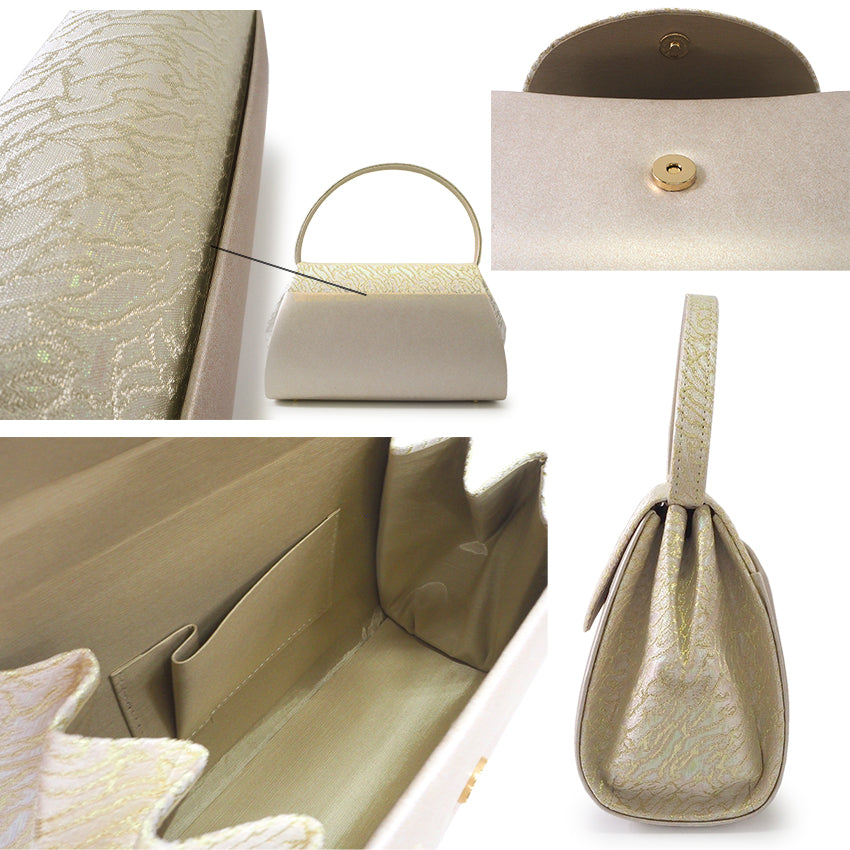 A SET of Robe De'collete'e formal ZORI（sandals）for traditional attire and a bag for TEA ceremony【GOLD】