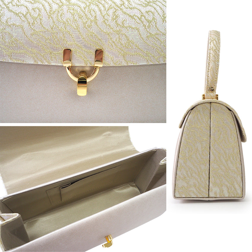 A SET of Robe De'collete'e formal ZORI（sandals）for traditional attire and a bag for TEA ceremony【GOLD】