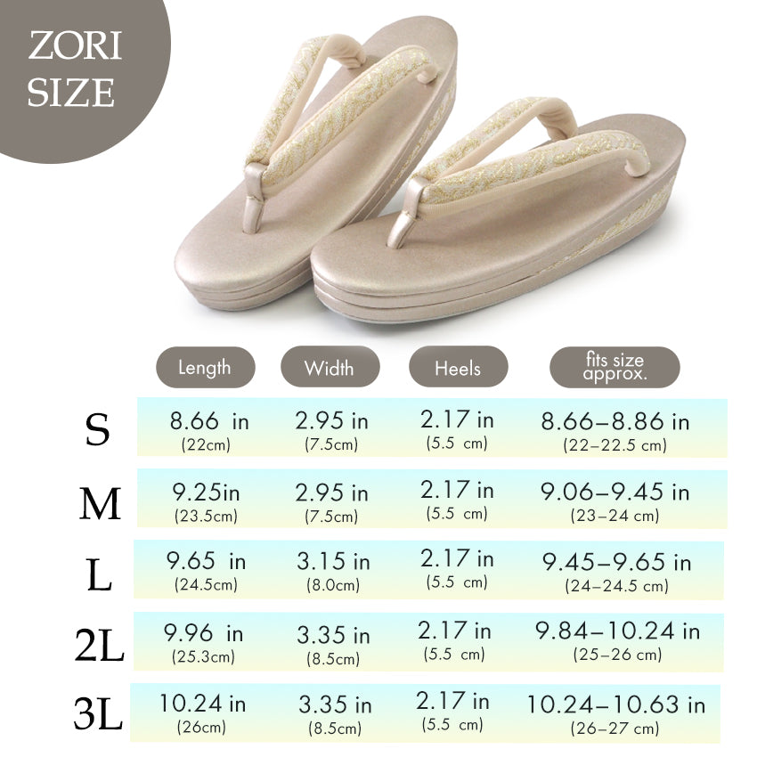 A SET of Robe De'collete'e formal ZORI（sandals）for traditional attire and a bag for TEA ceremony【GOLD】