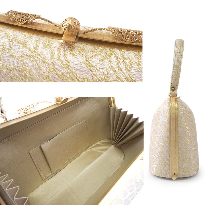 A SET of Robe De'collete'e formal ZORI（sandals）for traditional attire and a bag for TEA ceremony【GOLD】
