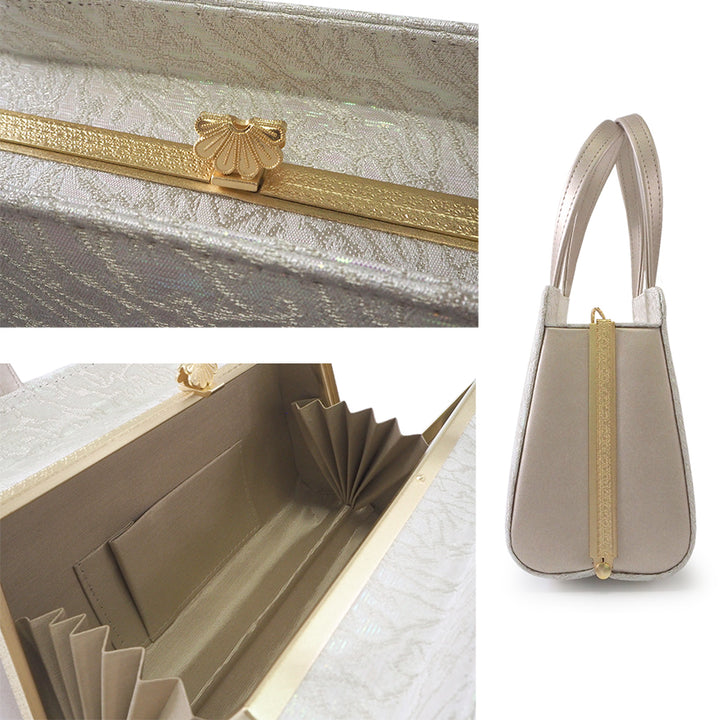 A SET of Robe De'collete'e formal ZORI（sandals）for traditional attire and a bag for TEA ceremony【Silver】