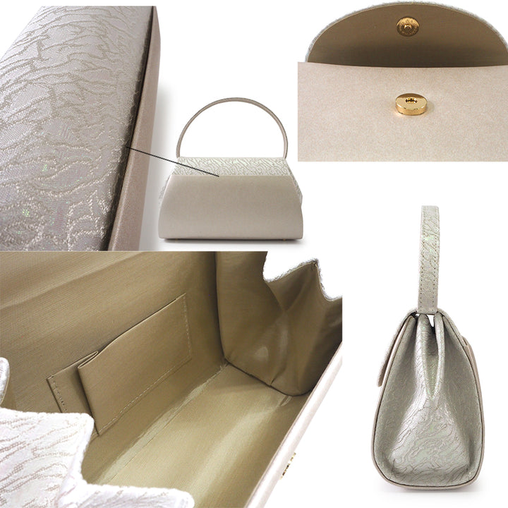 A SET of Robe De'collete'e formal ZORI（sandals）for traditional attire and a bag for TEA ceremony【Silver】