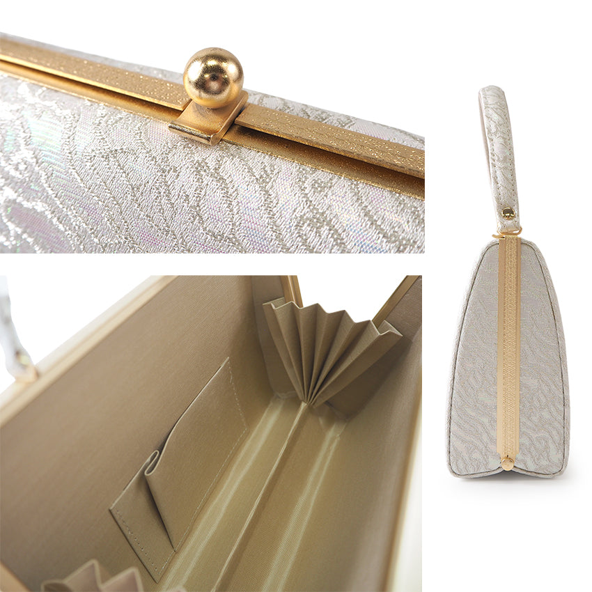 A SET of Robe De'collete'e formal ZORI（sandals）for traditional attire and a bag for TEA ceremony【Silver】