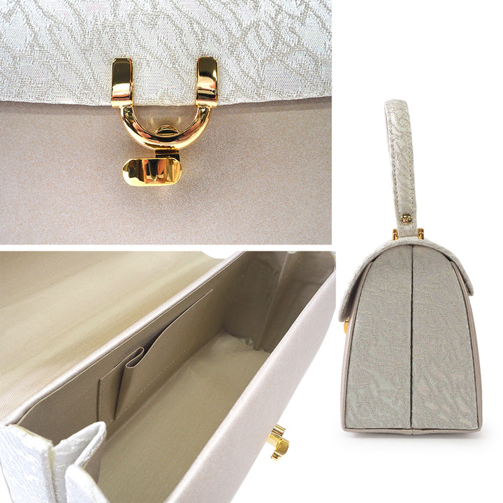 A SET of Robe De'collete'e formal ZORI（sandals）for traditional attire and a bag for TEA ceremony【Silver】