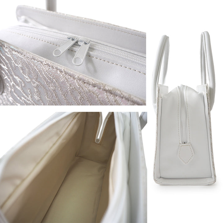 A SET of Robe De'collete'e formal ZORI（sandals）for traditional attire and a bag for TEA ceremony【Silver】