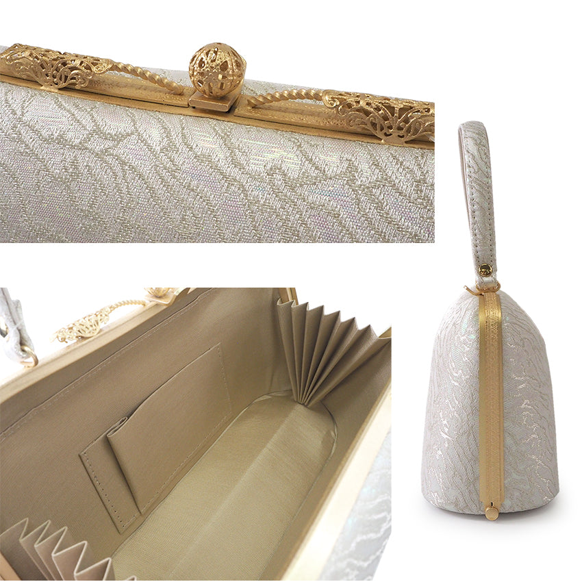 A SET of Robe De'collete'e formal ZORI（sandals）for traditional attire and a bag for TEA ceremony【Silver】