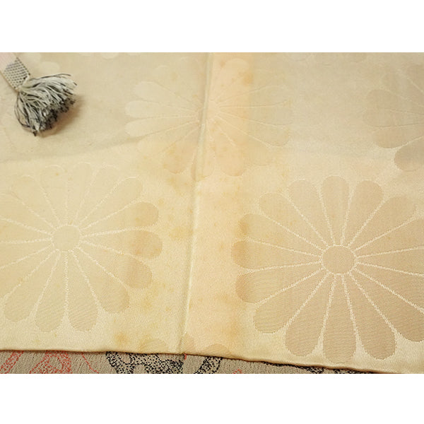 Vintage Haori Kimono Jacket Beige base, Bold Geometric Design