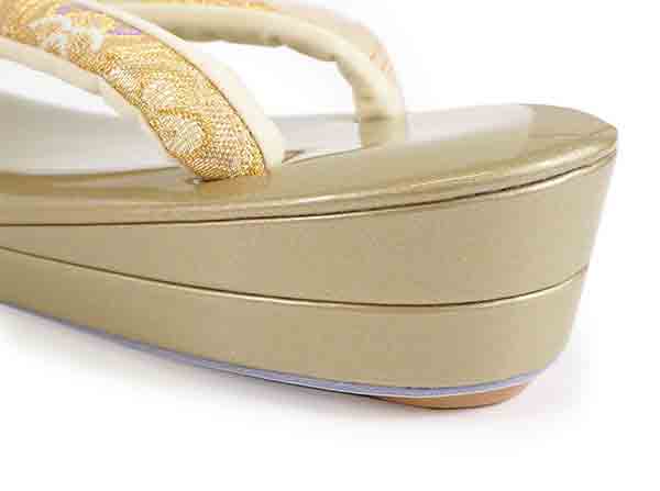 Formal Zori Sandals and Bag Set for TEA ceremony【Gold base with flower patterns / ONE-SIZE】