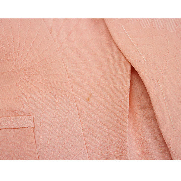 Vintage Haori Kimono Jacket Silk, Pastel Orange base, Chrysanthemums