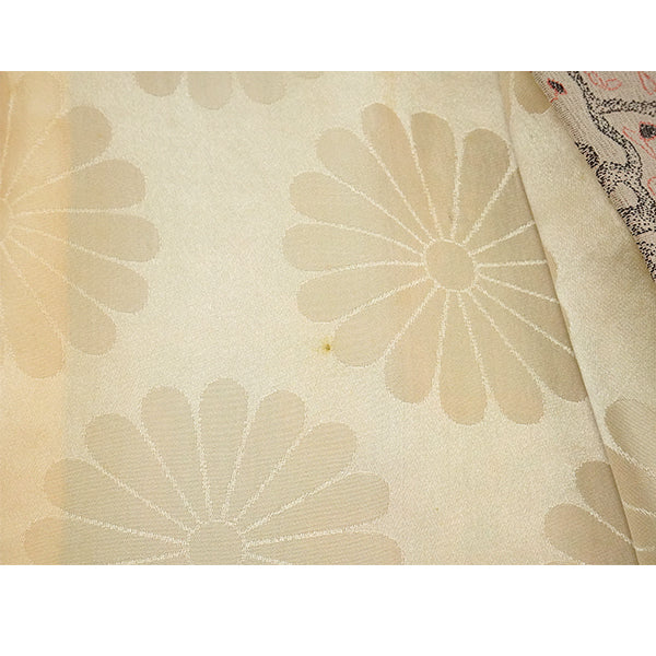 Vintage Haori Kimono Jacket Beige base, Bold Geometric Design