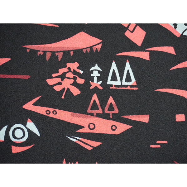 Vintage Haori Kimono Jacket Silk, Black base,Scenic Motifs