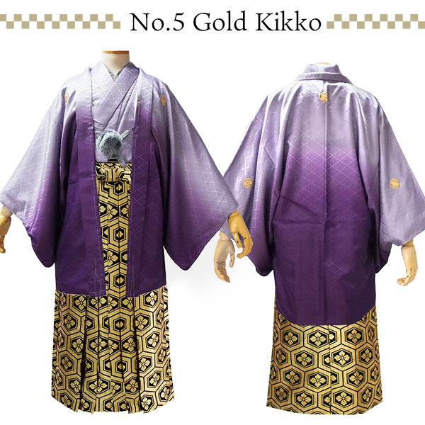 Men's Formal Kimono, Haori, and Hakama 3-Piece Set ＜Purple blur Haori＞