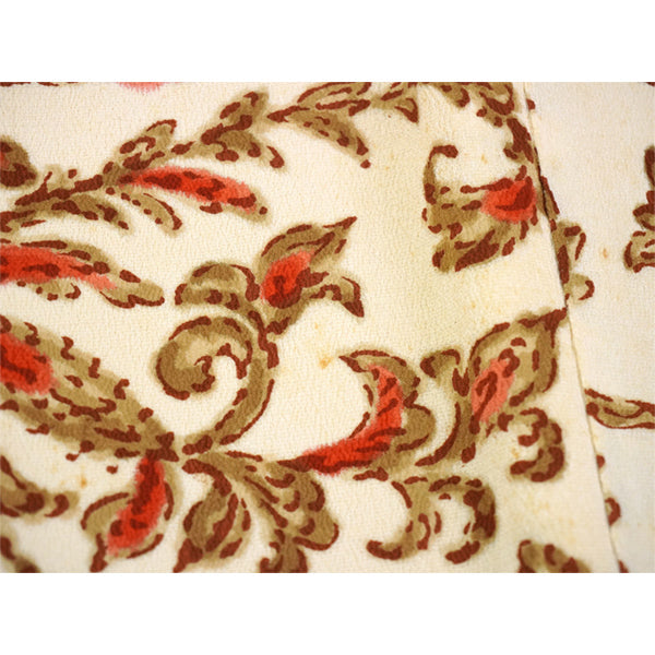 Vintage Haori Kimono Jacket Silk, Ivory base, Botanical Design