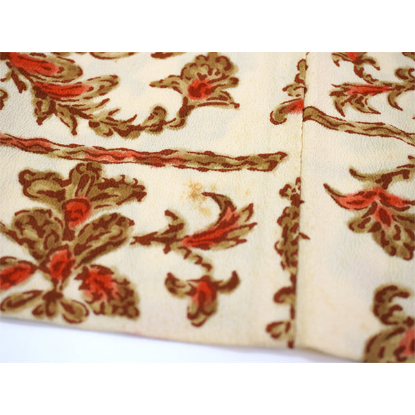 Vintage Haori Kimono Jacket Silk, Ivory base, Botanical Design