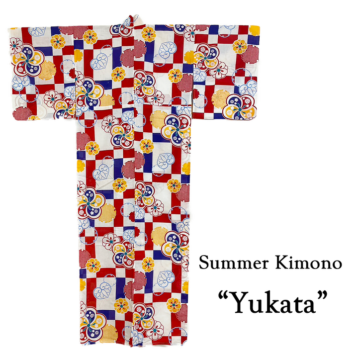 Women's Cotton Yukata, Casual Summer Kimono - Plum flowers