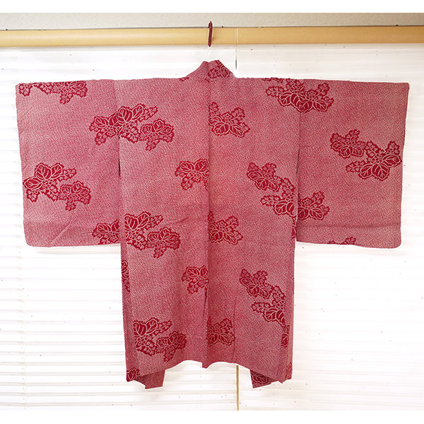 hosho Mサイズ Vintage Haori Kimono Jacket Silk, Classic Red base, “Kanoko