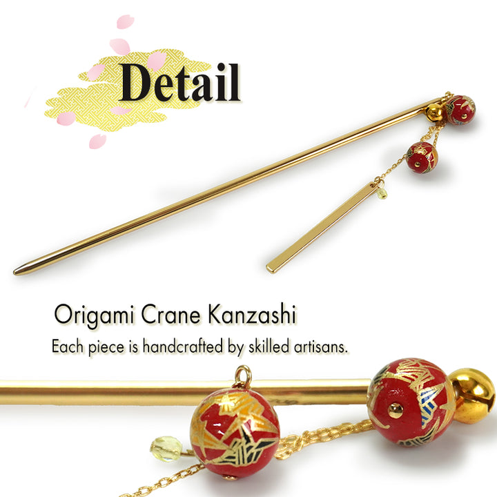 Japanese Traditional Kanzashi Hair Pin Stick , Origami Crane Design