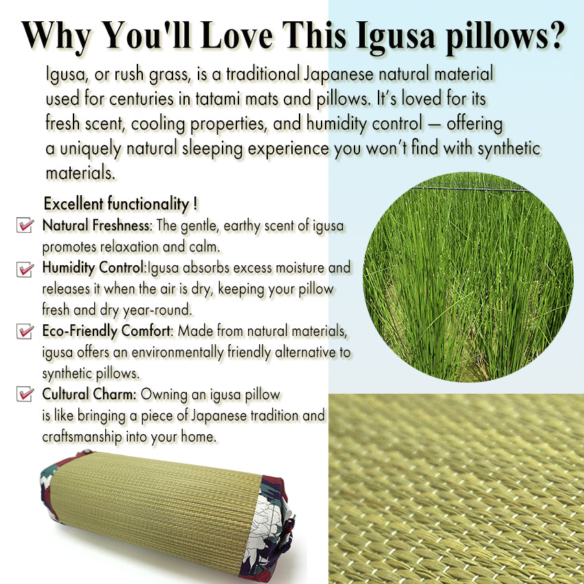 Igusa Pillow, Japanese Tatami Style Bedding, Goldfish, Fireflies,  Peony pattern.