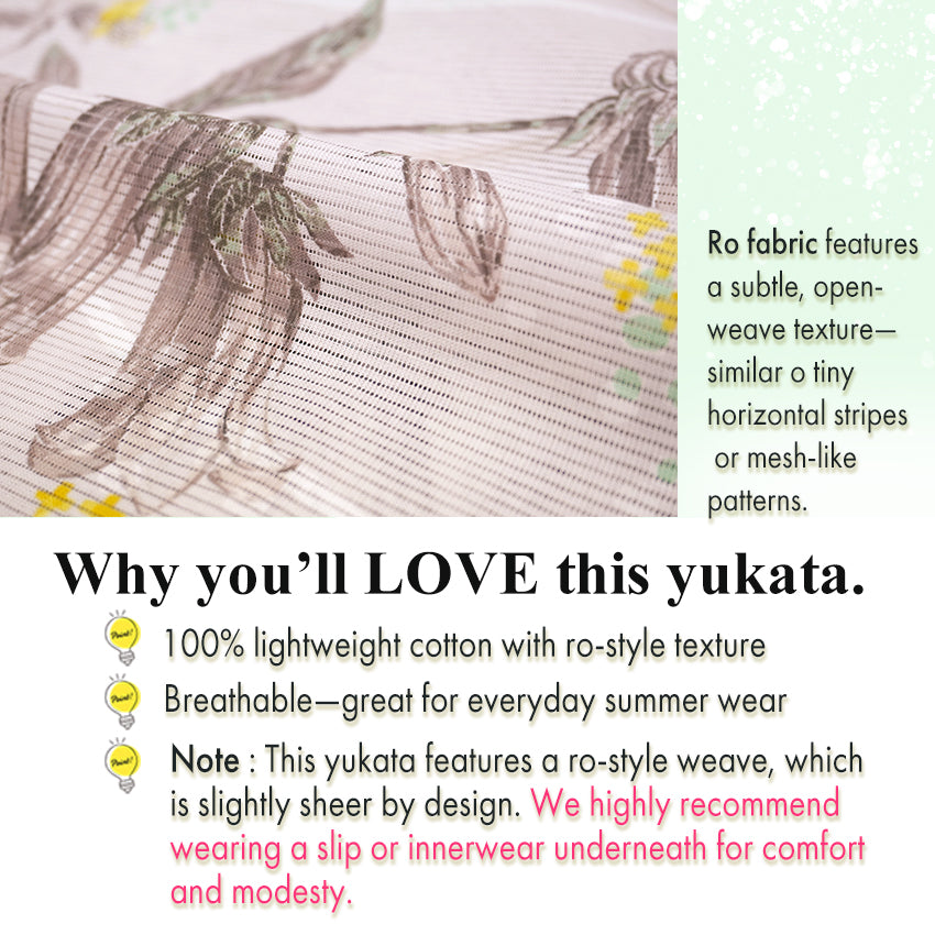 Lightweight Cotton Yukata for Women, muted pastel pink base, Bellflowers pattern– Inspired by Kaneko Misuzu’s Poetry, Summer Japanese Kimono Robe