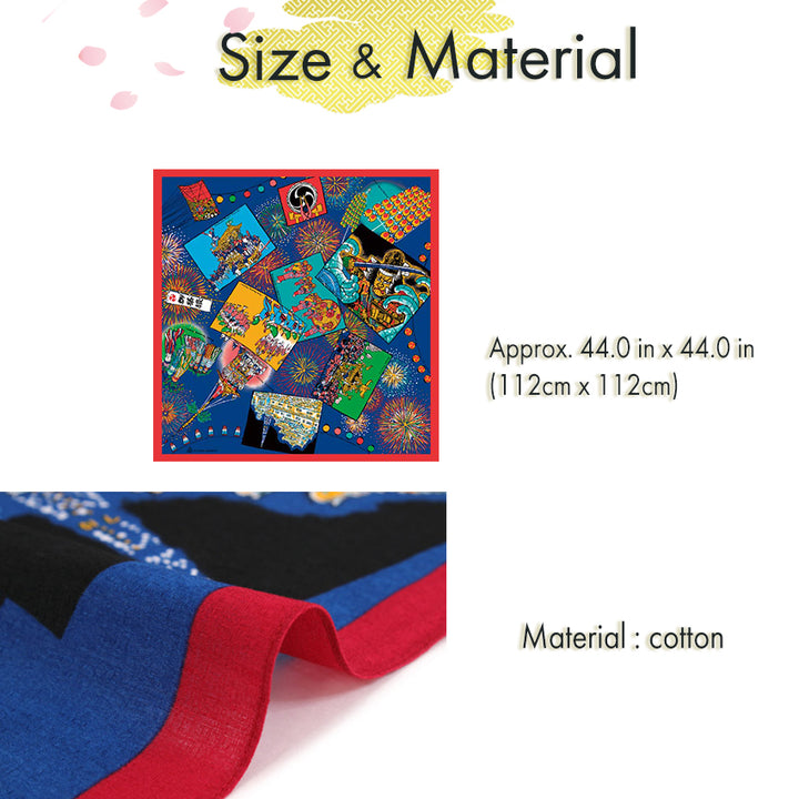 Furoshiki –japanese traditional wrapping cloth, 44.0 inch, cotton, festivals design